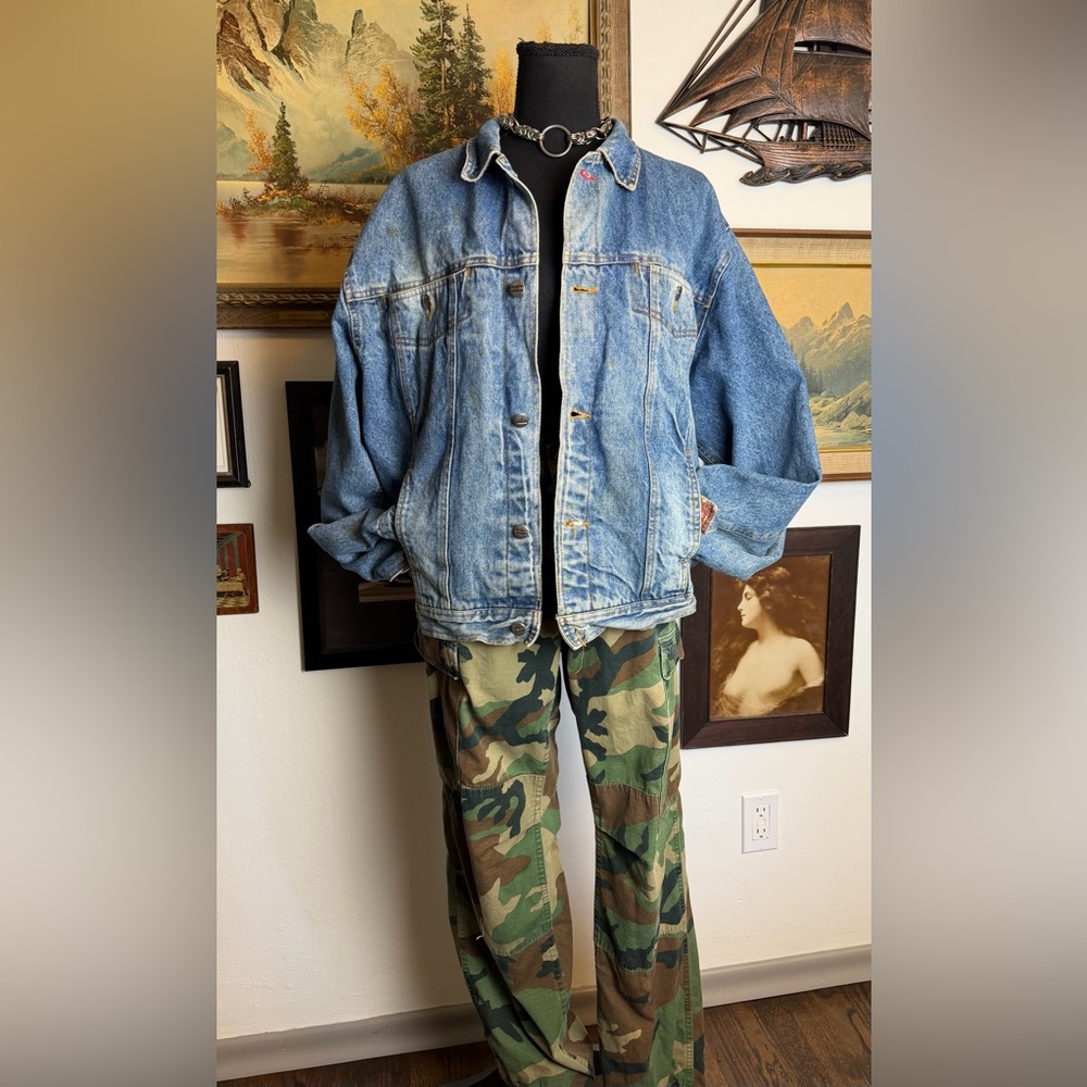 Vintage 1980s ACA-JOE Denim Trucker Jacket Fabric Lined Men's S-M Hong-Kong - Picture 1 of 16